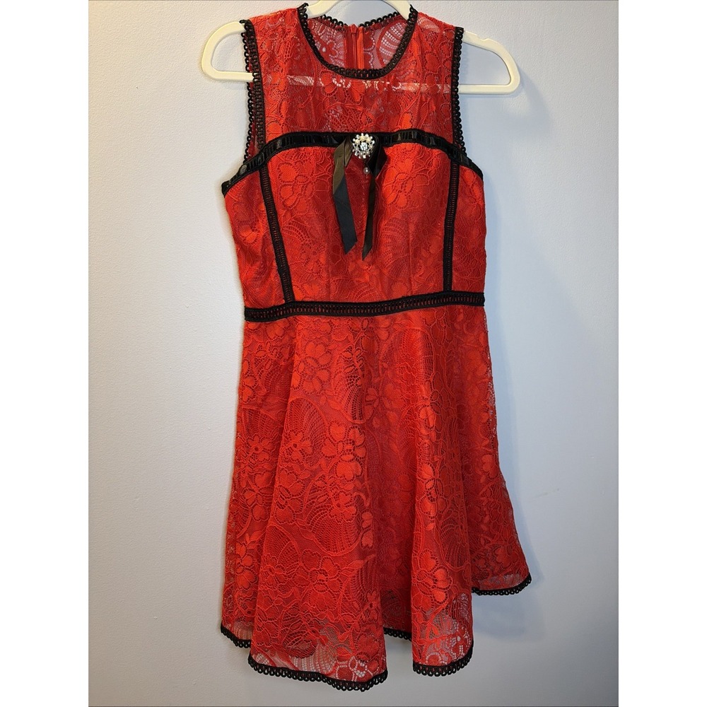 Handmade Red And Black Lace and Ribbon Dress Pop‎ Punk Goth Core Dark Feminine